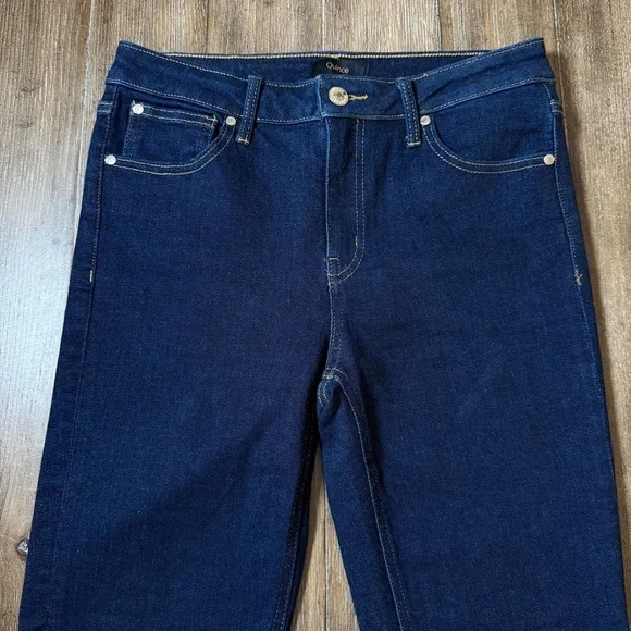 QUINCE Luna Stretch Slim Straight Jeans Crop Dark Blue Sz 28 mid rise ankle - Picture 5 of 10
